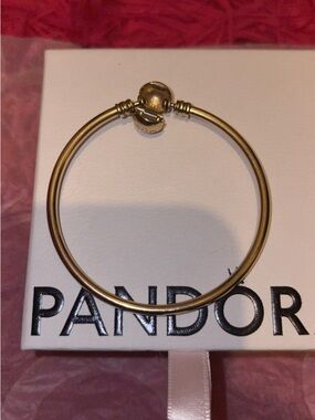 Solid 14k gold Pandora Charm Bangle Bracelet